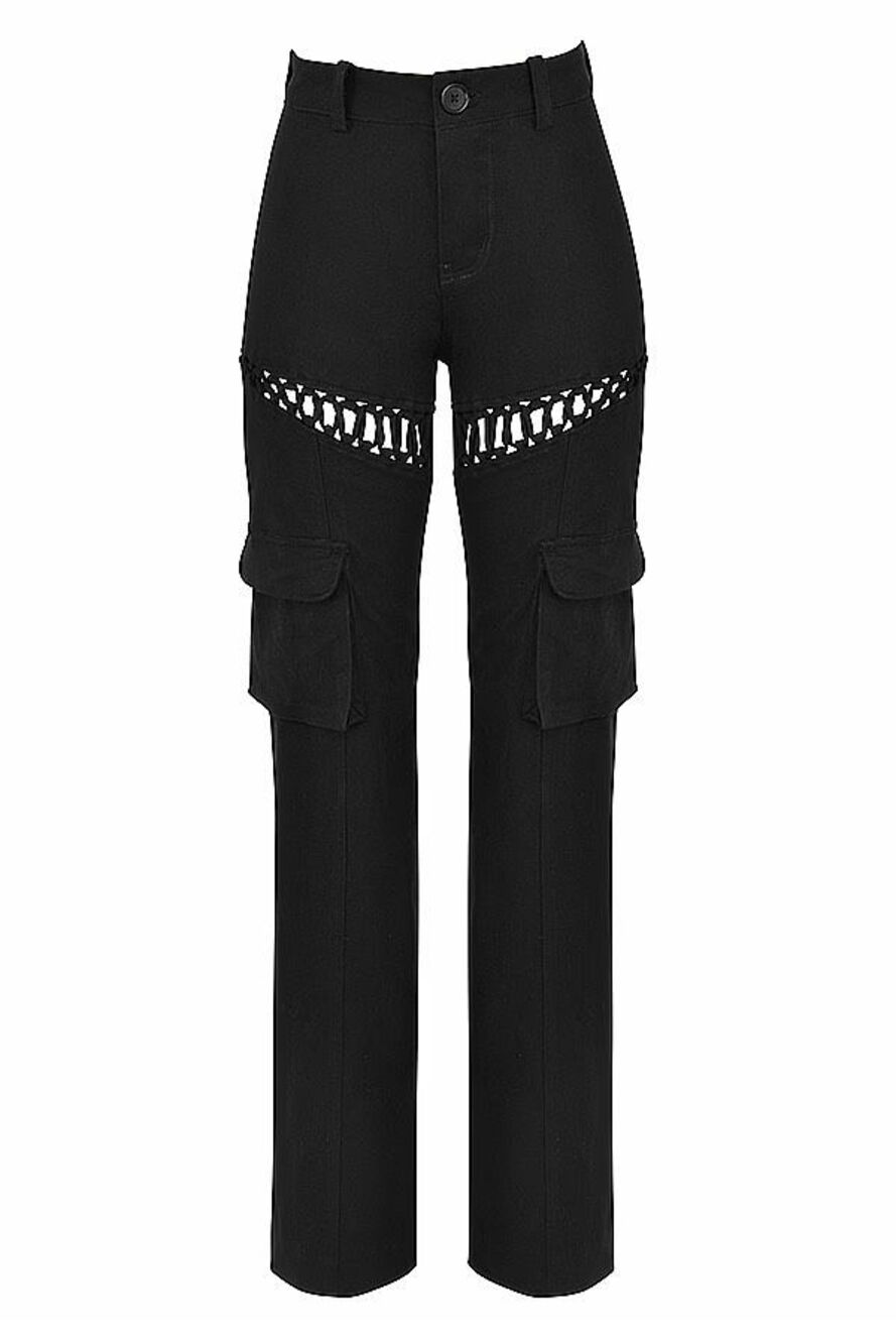 House of CB Breanna black lace up cargo trousers women's size small